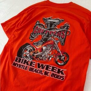 Vintage Choppers Bike week Chrome Orange Graphic T-Shirt Large